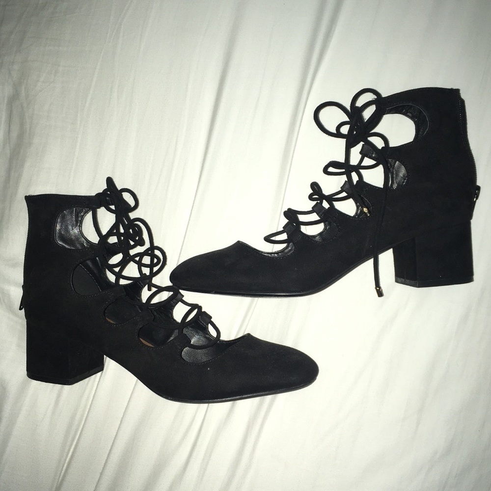 Black Lace Up Ankle Heels